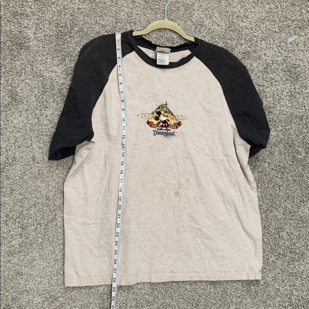 Y2K Vintage Disneyland Fifty Years Embroidered Mickey Raglan Short Sleeve TShirt - Picture 7 of 8
